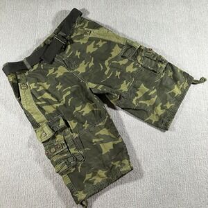 Vintage Twoce Cargo Shorts Mens 32 Green‎ Camo Cargo 14" Skate Military Work Y2K